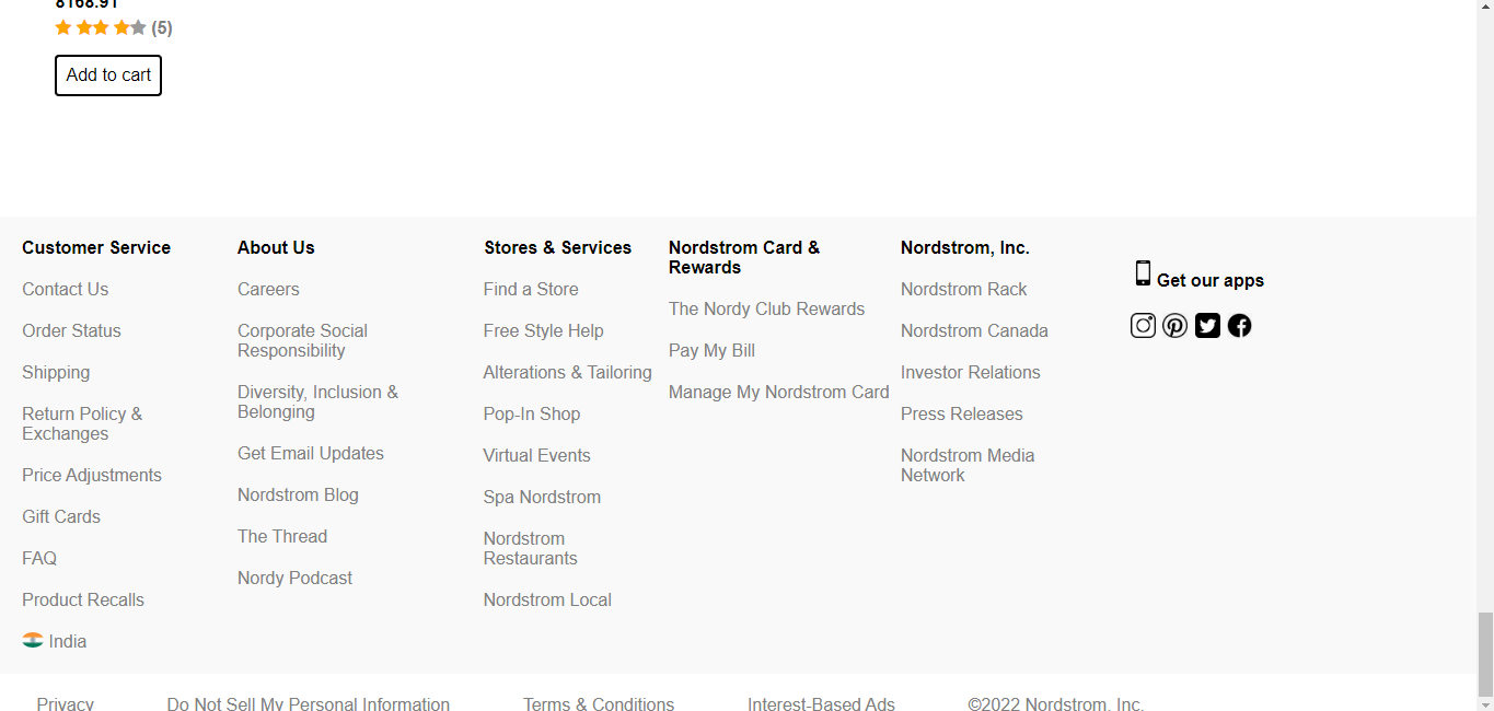 Nordstrom site Screenshot